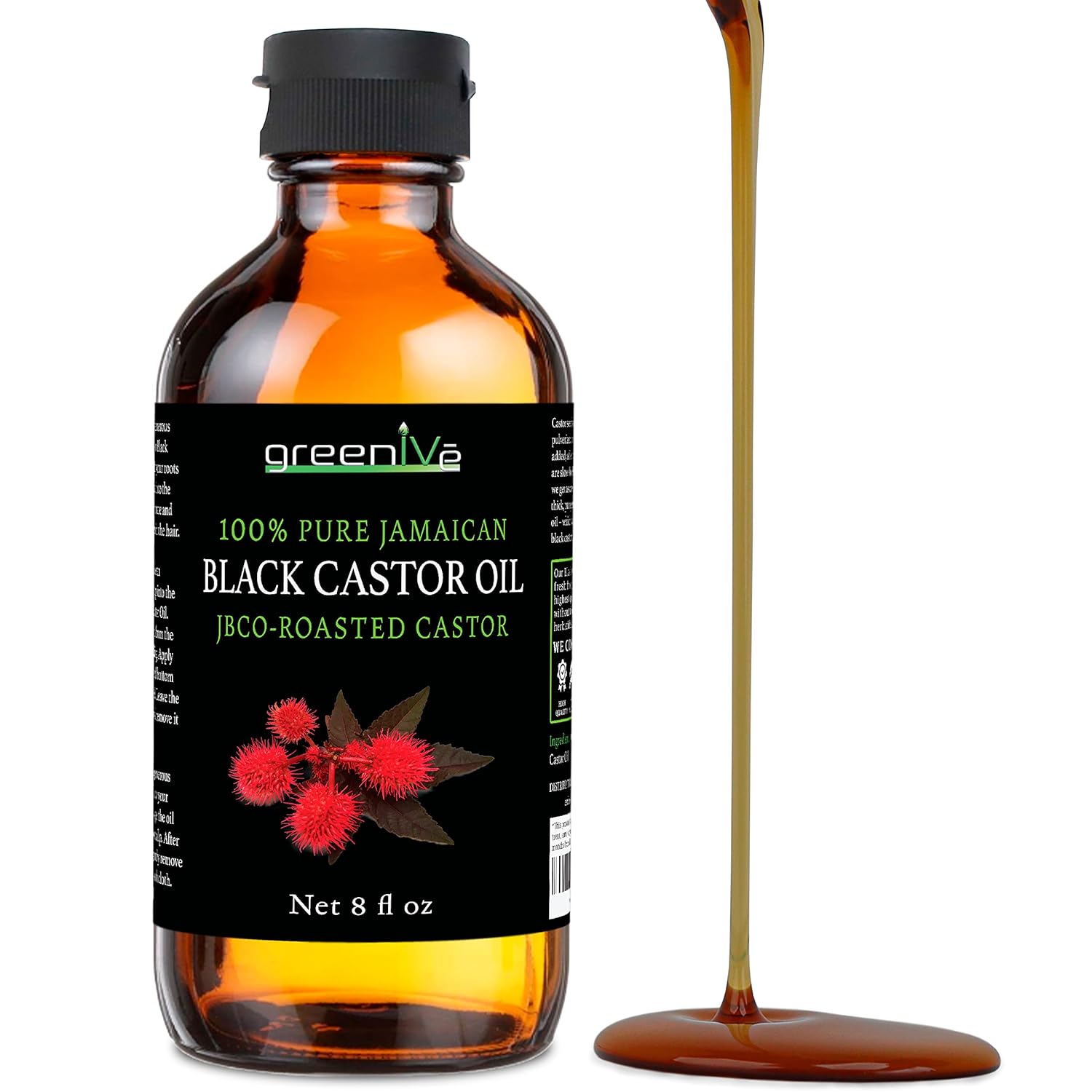 Greenive - Jamaican Black Castor Oil - 100% Pure - Exclusively on Amazon (8 Ounce)