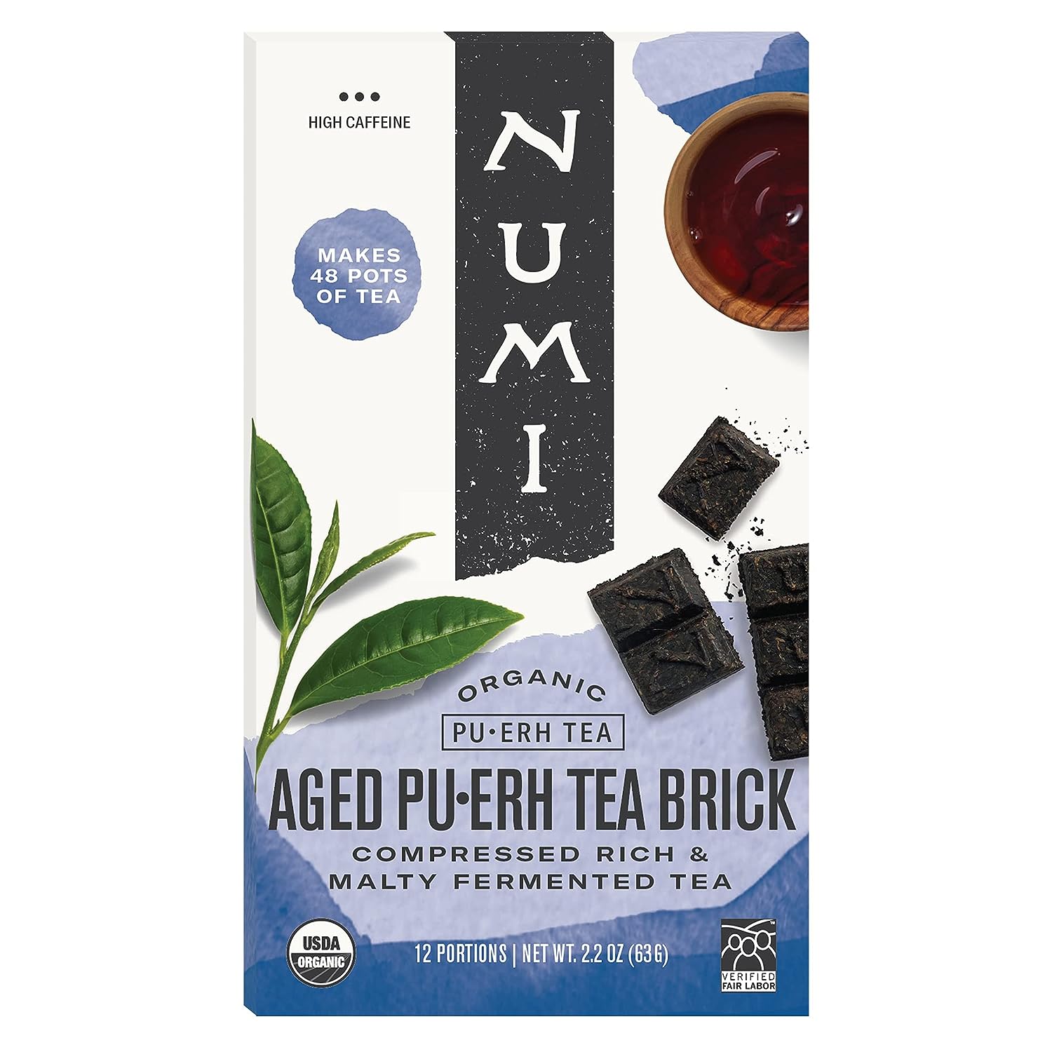 Numi Organic Tea Aged Pu-erh, (Pack of 1) Brick Black Tea