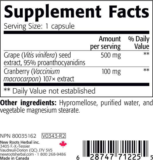 NEW ROOTS HERBAL Grapeseed Extract 500mg, 95% Polyphenols (Proanthocya