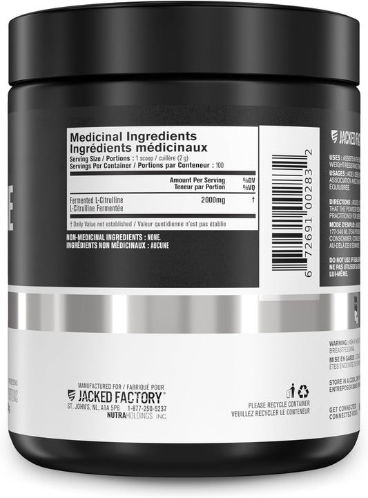 Jacked Factory L-Citrulline - Fermented L Citrulline Powder, Nitric Oxide Booster for Increased Blood Flow, Strength, &