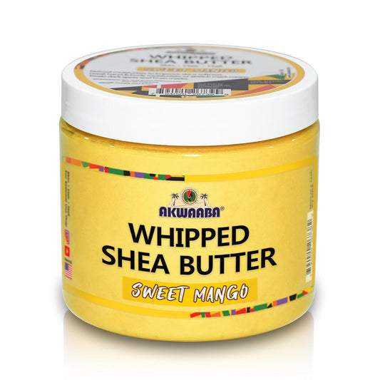 AKWAABA Whipped Shea Butter(Sweet Mango) 12- Moisturize, Hydrate I Spread and Absorbs Easy I All Skin Types I Skin + Hair + Nail I Raw Shea - Rich Vitamins A and E