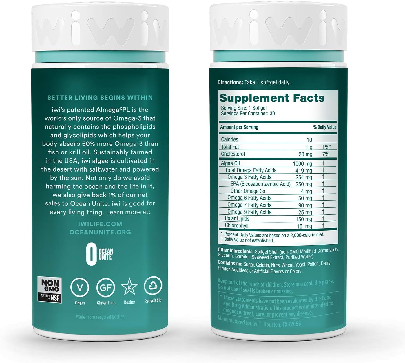  iwi Life Omega-3 Oil EPA - Algae Oil Softgel Capsules - 100