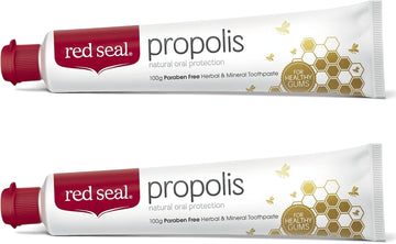 Red Seal Propolis Toothpaste – Made with 100% New Zealand Bee Propolis Extract, Anise, Peppermint, Eucalyptus Essential Oils - No uoride, No Preservatives, No Artificial avors or Colors - 2 Pk