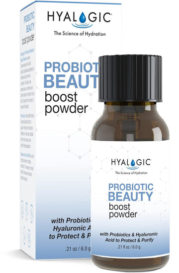 Hyalogic Probiotic Beauty Boost Powder 6g / 0.21 - Premium Spa-Grade Skin Probiotics - With Triclyst and Hyaluronic Acid (HA) - Mix Into Serums and Moisturizers - 0.21
