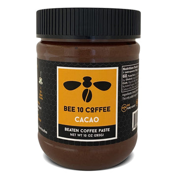 Bee10Coffee Beaten Coffee with Honey - Instant Espresso style Café - Hot or Ice – USDA Organic Ground Coffee – Kosher Wildflower Honey – Caffeine for Morning Boost… (Cacao)