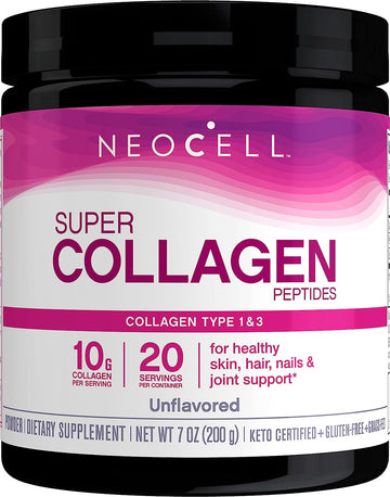 NeoCell Super Collagen Powder, 10g Collagen Peptides per Serving, Gluten Free, Keto Friendly, Non-GMO, Grass Fed, Paleo Friendly, Healthy Hair, Skin, Nails & Joints, Unavored,