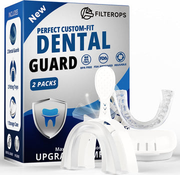 Upgraded Mouth Guard with Fitting Tray for Teeth Grinding at Night, 2 Pack, Standard Size, Professional Dental Guard for Teens & Adults, Comfortable Night Guards for Clenching Teeth