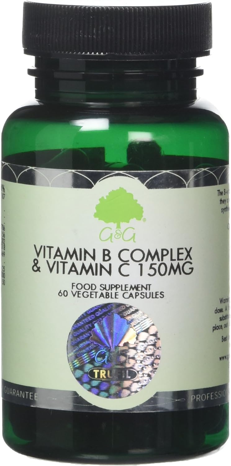 Vitamin B Complex & Vitamin C | 60 Vegan Capsules | Non-Acidic Vitamin60 Grams