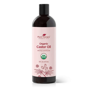 Plant Therapy Castor Oil USDA Organic Cold Pressed 100% Pure Hexane Free 16 oz Conditioning & Healing, For Dry Skin, Hai