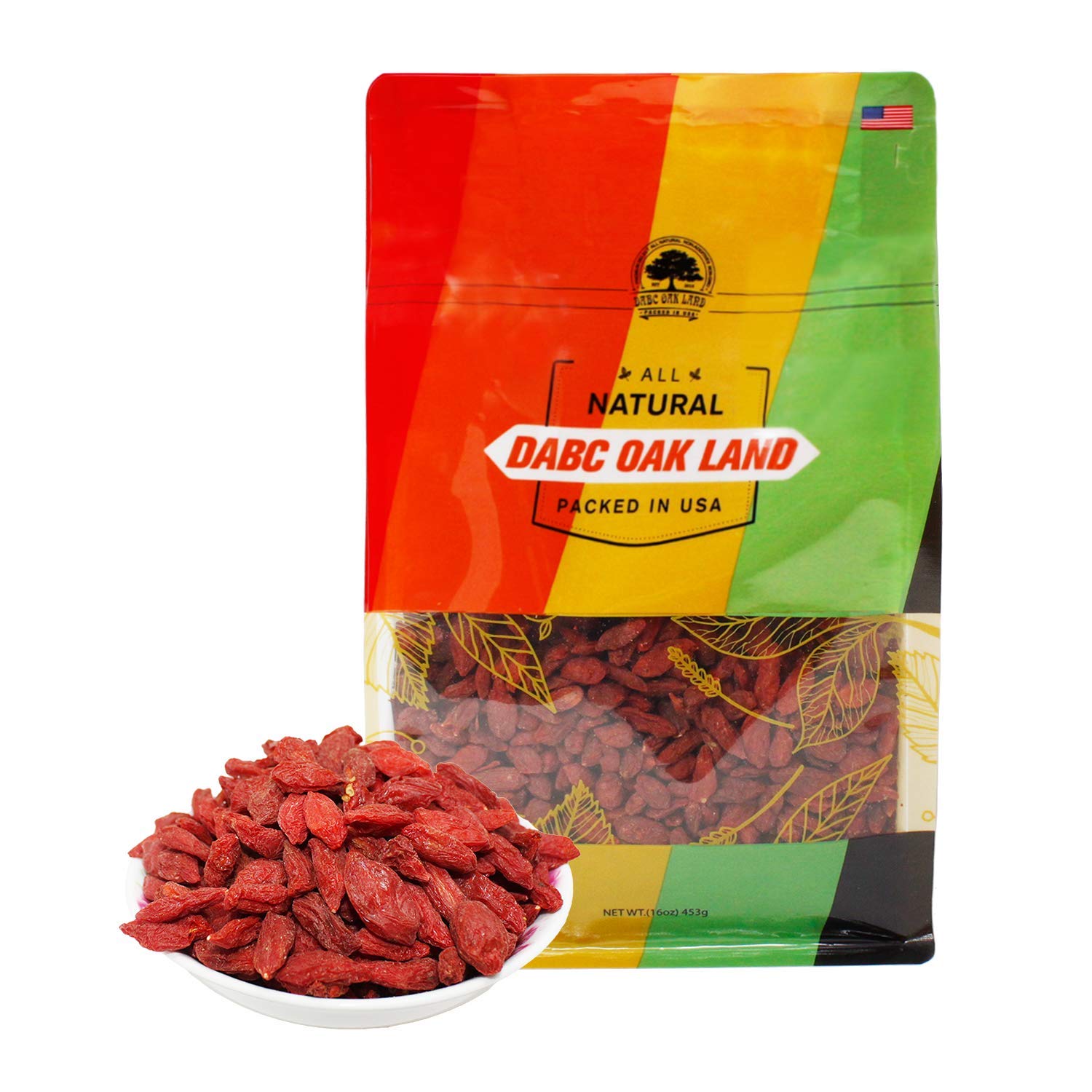 DABC OAK LAND Dried Goji Berries Dried fruit, high nutrition, high vitamin, snack food, American packaging. (Dried Goji Berries)