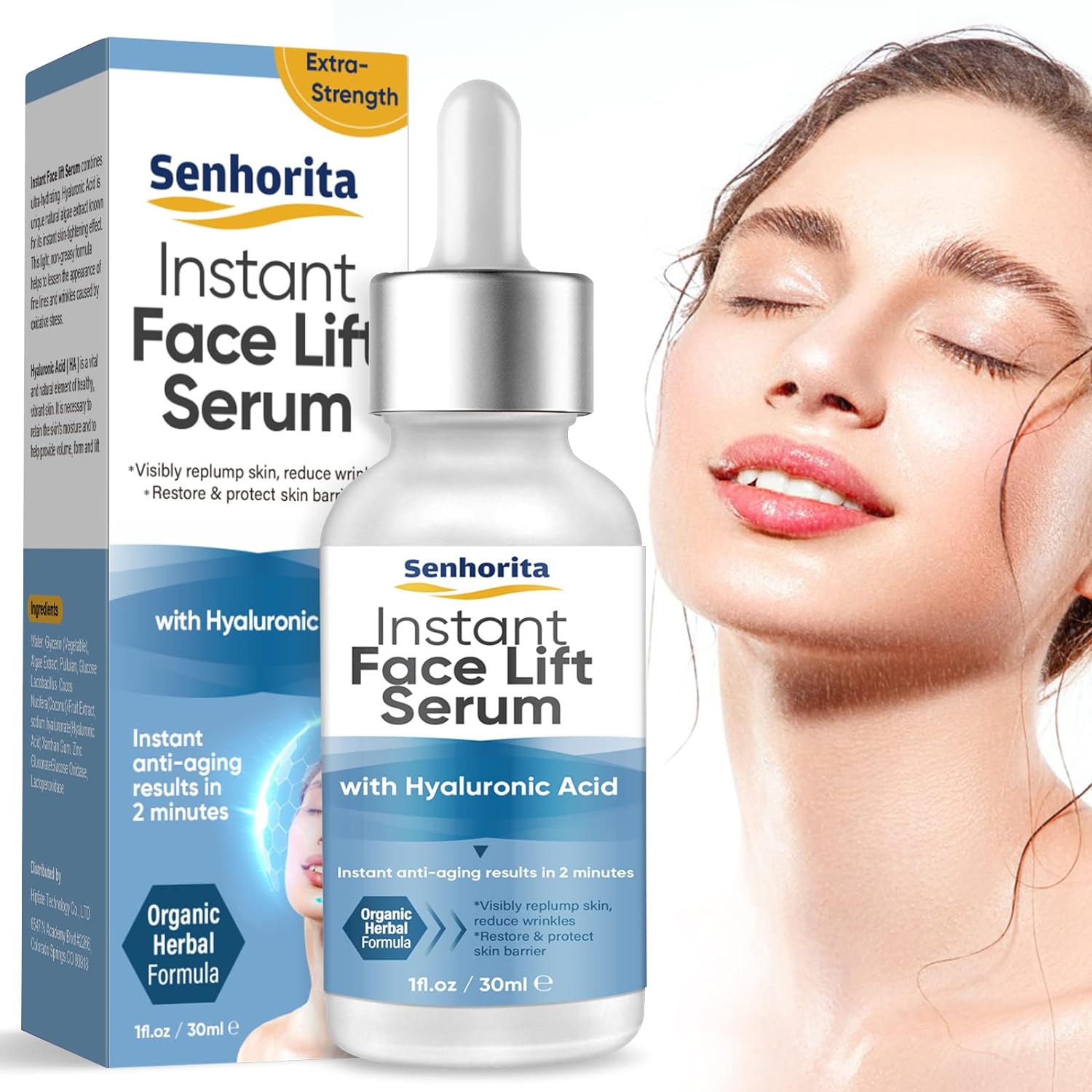 Instant Face Lift Serum, Temporary Skin Tightening Serum to Smooth Fine Lines and Wrinkle, Visibly Firming Loose Sagging Skin for Face and Neck