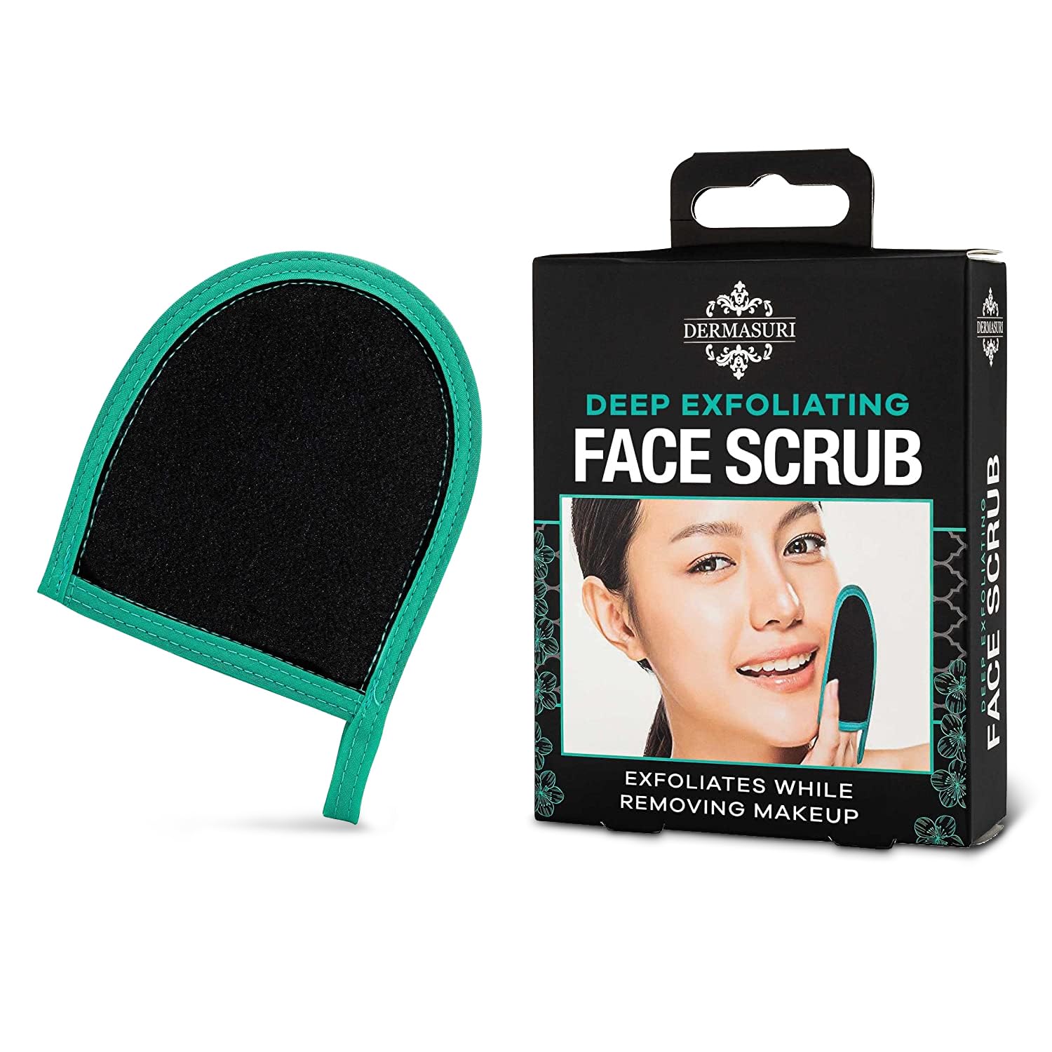 Dermasuri Deep Exfoliating Face Scrub and Body Scrub Mitt - Facial Exfoliator & Skin Cleanser - Part of the Best Skincare Kit for Women & Men - Cleanse Dead or Dry Skin - Face Exfoliation Tool