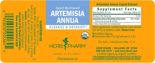 Herb Pharm Certified Organic Artemisia Annua (Sweet Annie) L