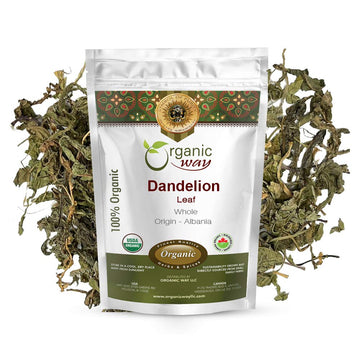 Organic Way Dandelion Leaf Whole (Taraxacum officinale) | Herbal Tea - European Wild-Harvest | Organic & Kosher Certified | Raw, Vegan, Non GMO & Gluten Free | USDA Certified | Origin - Albania