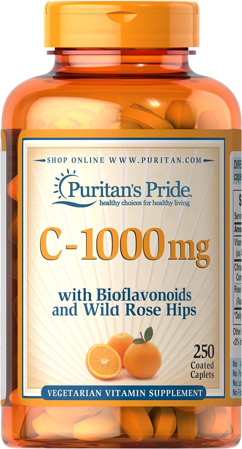 Puritan's Pride Puritan's 1000 mg with Bioavonoids Rose Hips Supports Immune System, Vitamin C, Unavored, 250 Count