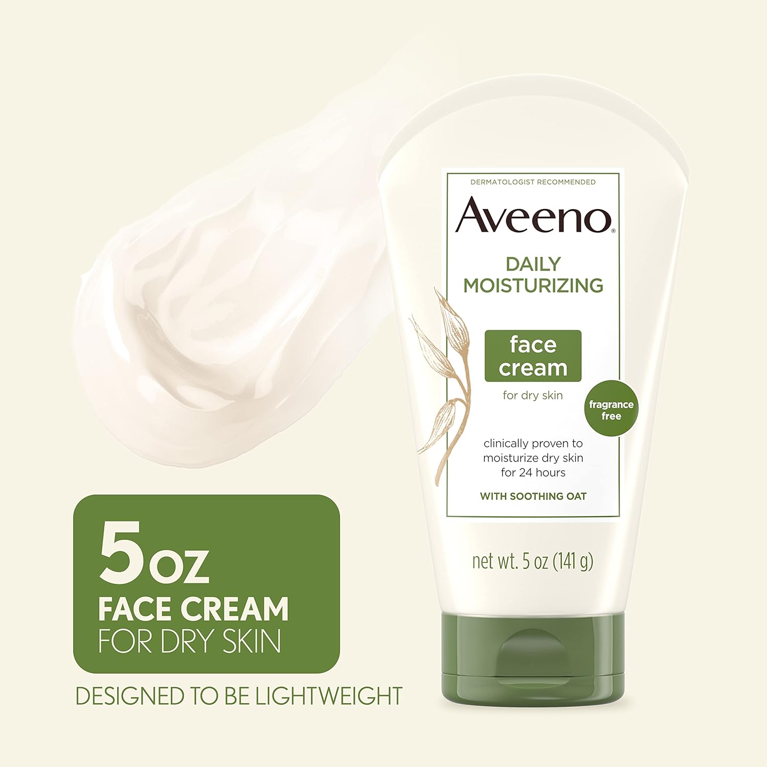 Aveeno Daily Moisturizing Fragrance-Free Face & Neck Cream, 