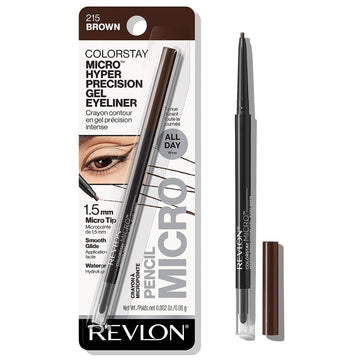Revlon Gel Eyeliner, ColorStay Micro Hyper Precision Eye Makeup with Built-in Smudger, Waterproof, Longwearing with Micro Precision Tip, 215 Brown, 0.01