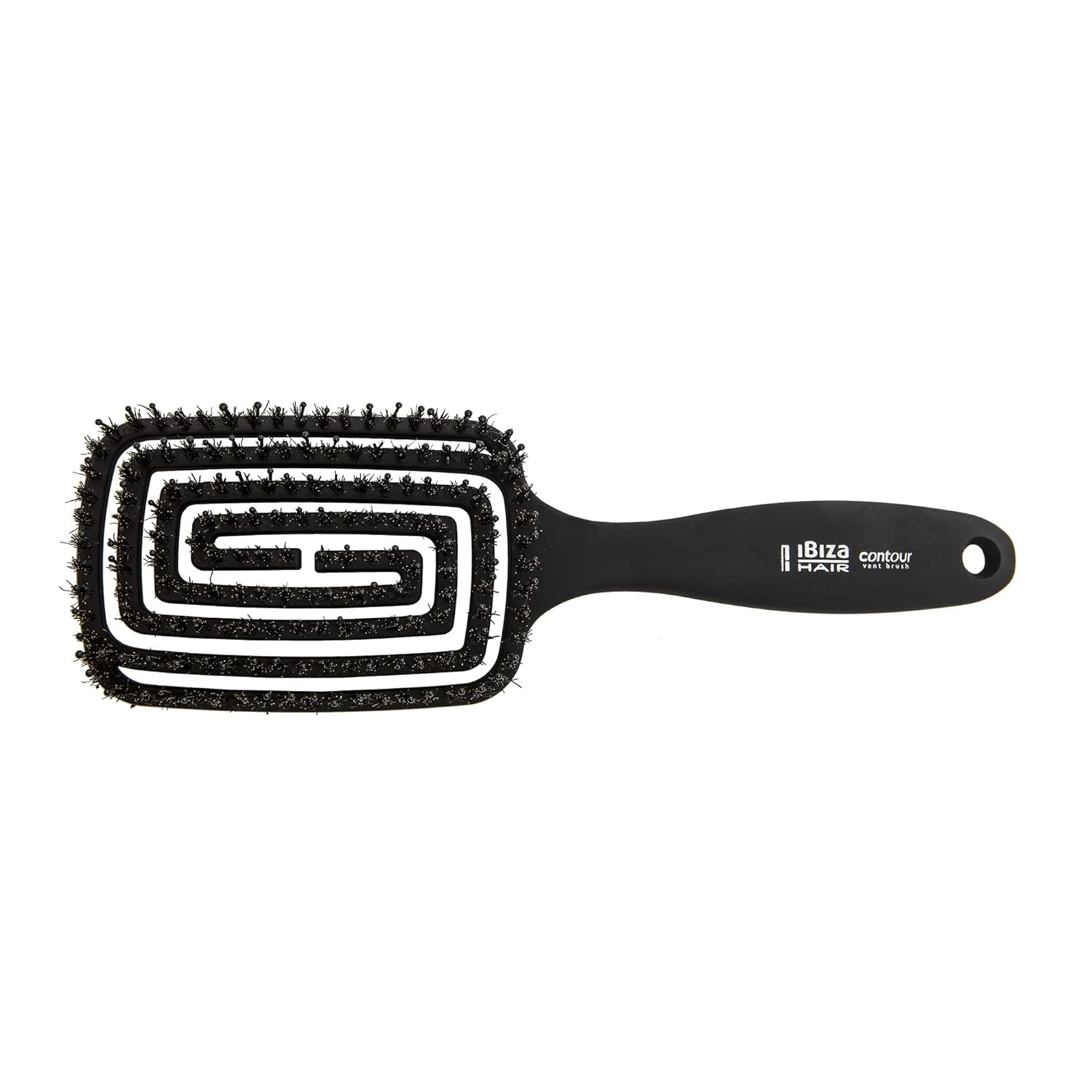 Ibiza Hair Professional Detangling Brush with Boar/Nylon Ball Tip Bristles (Contour Vent), Geometrical Design Contours to the Shape of the Head for Damage Free Detangling, Waterproof, Heat Resistant