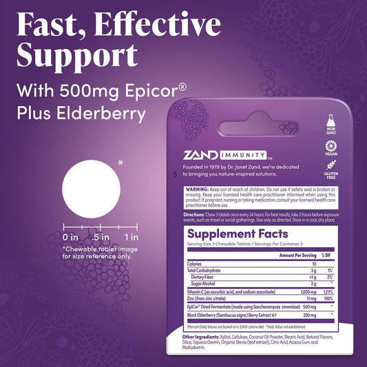 Zand Immune Fast Elderberry Chews | Boosts Immune Response & Cell Acti