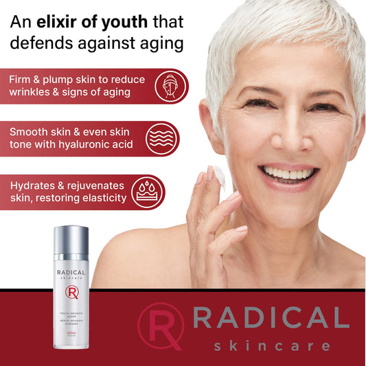 Radical Skincare Youth Infusion Serum - Evens Skin Tone, Reduces Fines Lines & Wrinkles - Hydrates & Smooths Skin - For All Skin Types Including Sensitive Skin - Paraben & Cruelty Free (1  )