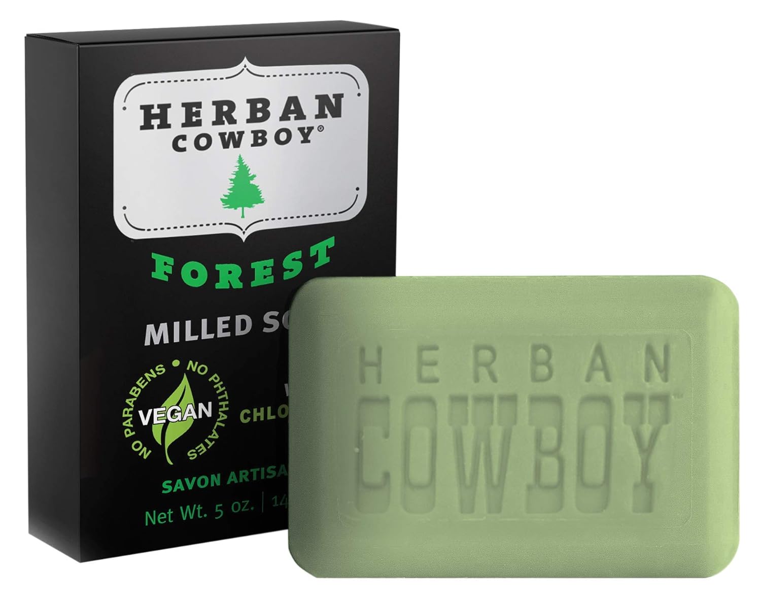 Herban Cowboy Milled Bar Soap Forest – 5  | Men’s Bar Soap | Certified Vegan