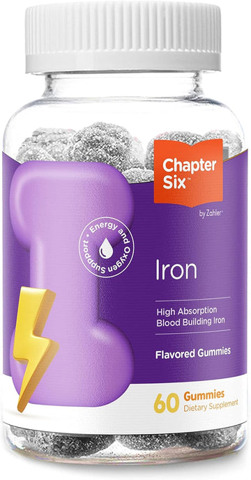 Chapter Six Iron Gummies, Iron Gummies Supplement with Vitamin C, Iron