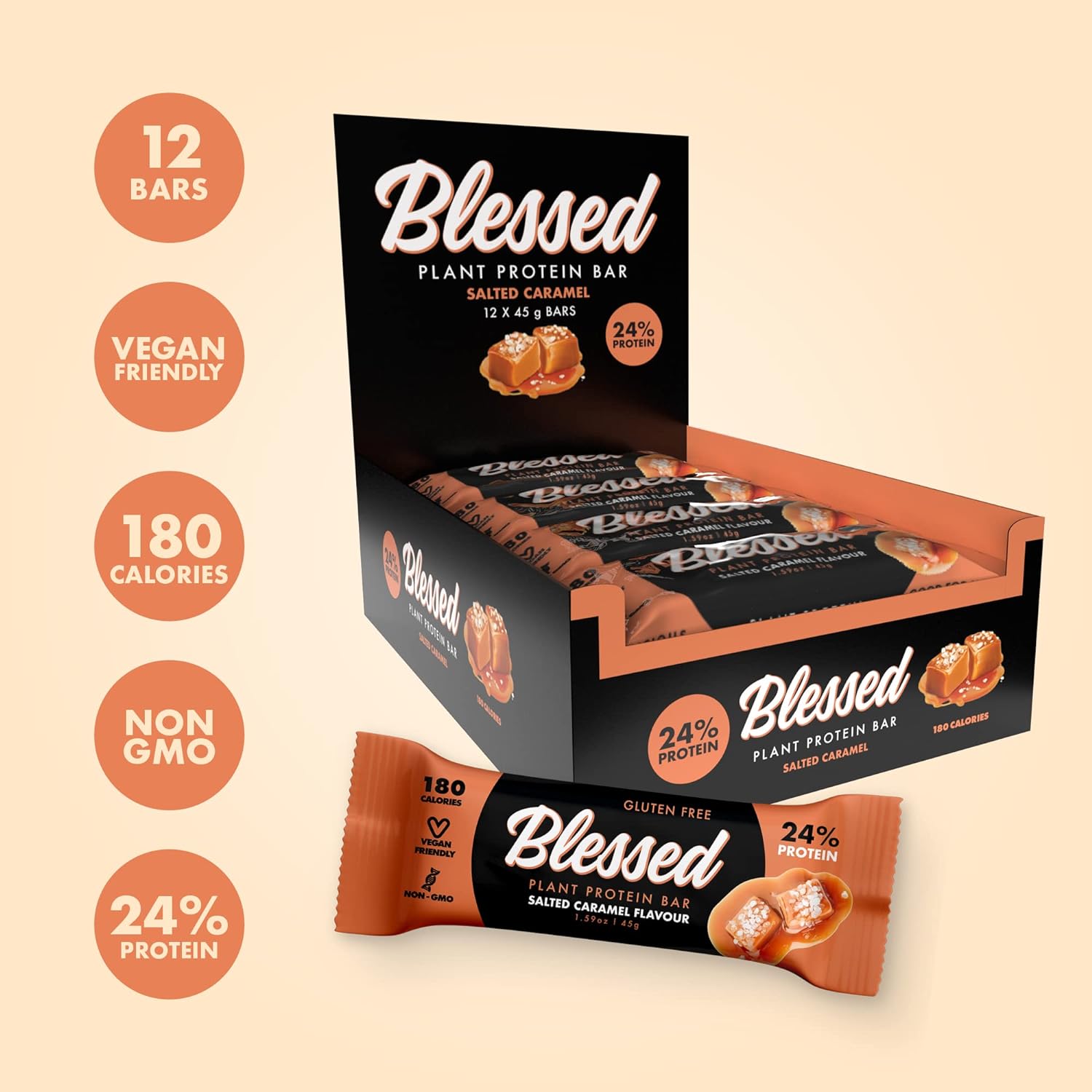 Blessed Vegan Protein Bars - Plant Based Protein Bars Low Calorie High