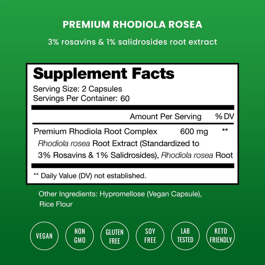 NutraChamps Rhodiola Rosea Capsules [120] Rosavin Plus Salidrosides |
