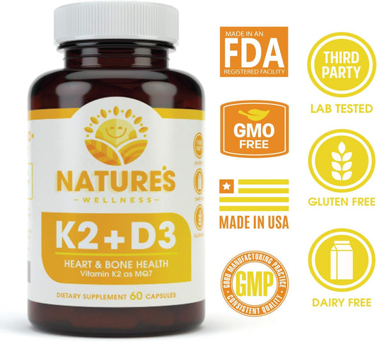 Vitamin K2 (mk7) with D3 Supplement for Best Absorption - 2-in-1 Support for Heart Health and Strong Bones | Vitamin D &