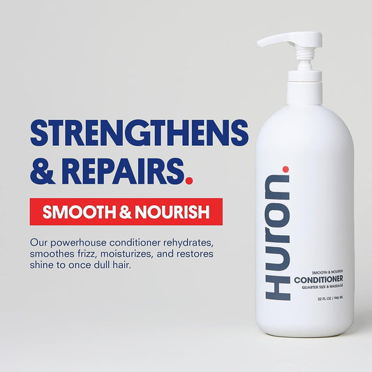 Huron Men’s Conditioner - Lightweight, Hydrating Conditioner - Eliminates Frizzy Hair, Moisturizes, & Restores Shine - Clean & Invigorating Scent - 100% Vegan Ingredients & Cruelty-Free - 32