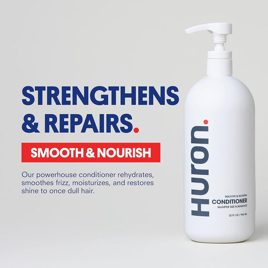 Huron Men’s Conditioner - Lightweight, Hydrating Conditioner - Eliminates Frizzy Hair, Moisturizes, & Restores Shine - Clean & Invigorating Scent - 100% Vegan Ingredients & Cruelty-Free - 32