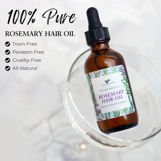 Baja Basics Rosemary Oil for Hair Growth Organic Rosemary Oil for Hair, Moisturizing Hair Oil for Split Ends and Dry Sca