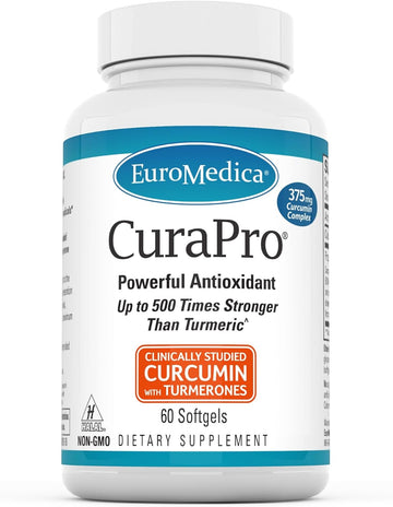 Euromedica Curapro 375Mg - 60 Softgels - High Potency Turmeric Curcumi