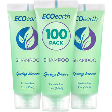 EcoEarth Travel Size Hotel Shampoo (1  , 100 Pack, Spring Breeze), Delight Your Guests with Revitalizing and Refreshing Shampoo for Guest Hospitality, Small Size Luxury Shampoo in Bulk