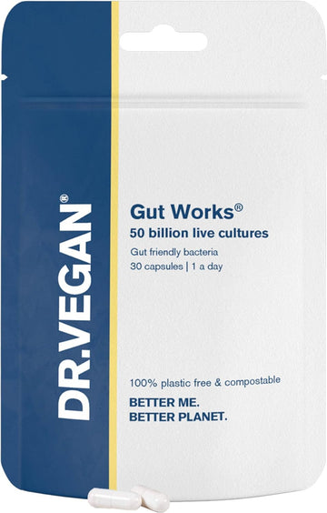 Dr.Vegan Gut Works | 50Bn Live Cultures | Pre & Probiotic | 30 Vegan 20 Grams