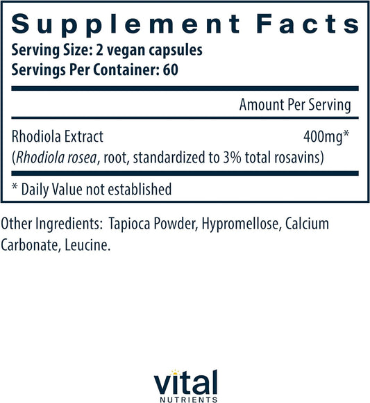 Vital Nutrients - Rhodiola Rosea Extract 3% Standardized Extract - Ene