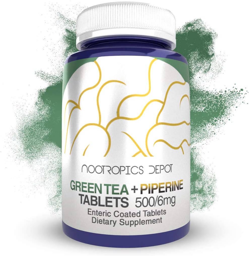 Nootropics Depot Green Tea Extract Tablets | 60 Count | 500mg | Minimu