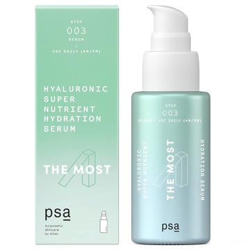 PSA THE MOST Hyaluronic Antioxidant Super Nutrient Hydration Serum: Hydrating & Plumping Serum with Multiple Hyaluronic Acid Complex, Bisabolol, Kombucha. 30  / 1