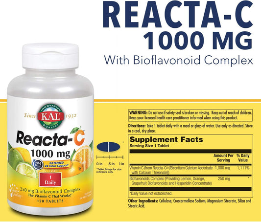 KAL Reacta-c with Bioavonoids Tablets, 120 Count