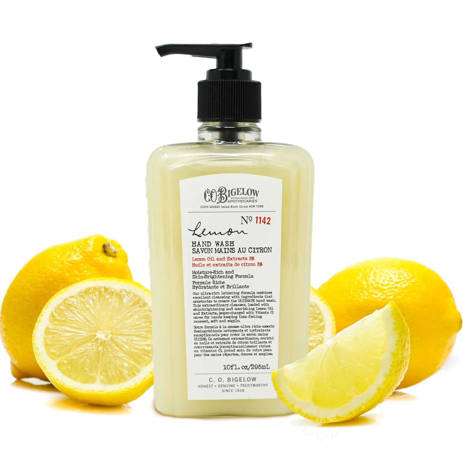 C.O. Bigelow Lemon Hand Wash - No. 1142, Moisturizing Liquid Hand Soap with Lemon Extract & Vitamin C, Cruelty Free & Gentle for All Skin Types, 10