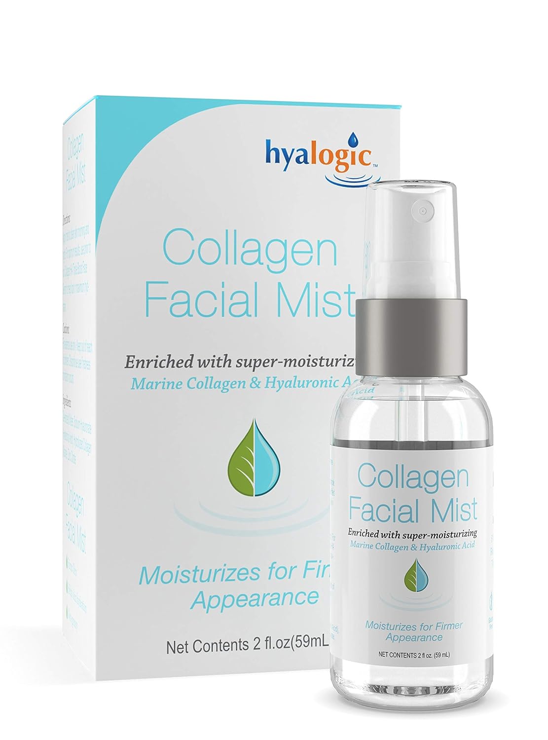 Hyaluronic Acid Collagen Facial Mist—Moisturizer Spray, Non-greasy Hydrating Primer & Makeup Setting Spray – Dye, Fragrance, & Cruelty-Free (2 )