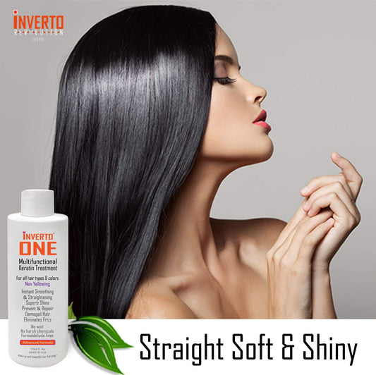 INVERTO ONE 180ml Keratin Treatment Kit + Clarifying Shampoo Vegan Keratin Hair Treatment Keratina Brasilera Tratamiento Complex Brazilian Keratin Blowout Treatment Professional Grade Instant Results