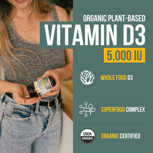 Organic Vitamin D3 5,000 Iu - 100% Whole Food & Plant-Based Cholecalci