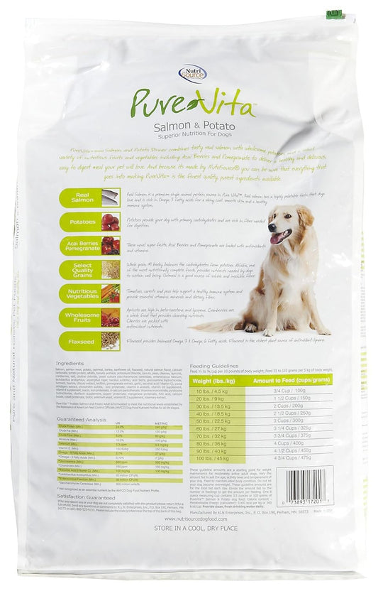  Pure Vita, Dry Dog Food, Salmon & Potato, 15 lb : Pet Suppl