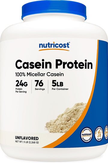 Nutricost Casein Protein Powder 5 - Micellar Casein, Non-GMO, Gluten Free (Unavored)