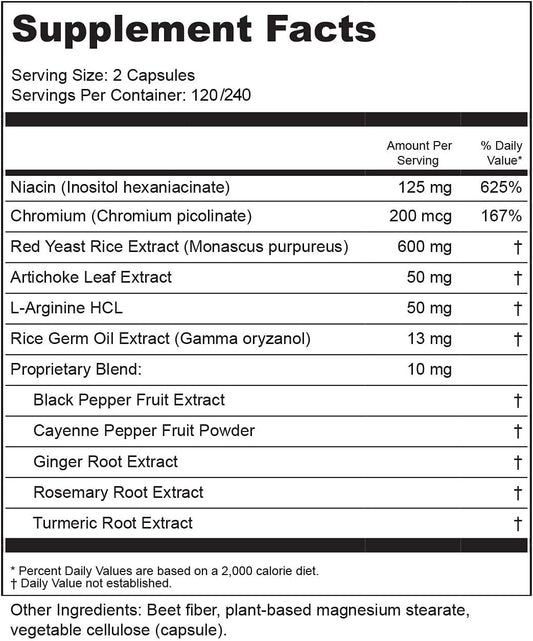 BioActive Nutrients Red Rice Plus Supplement- 240 Vegetable Capsules -