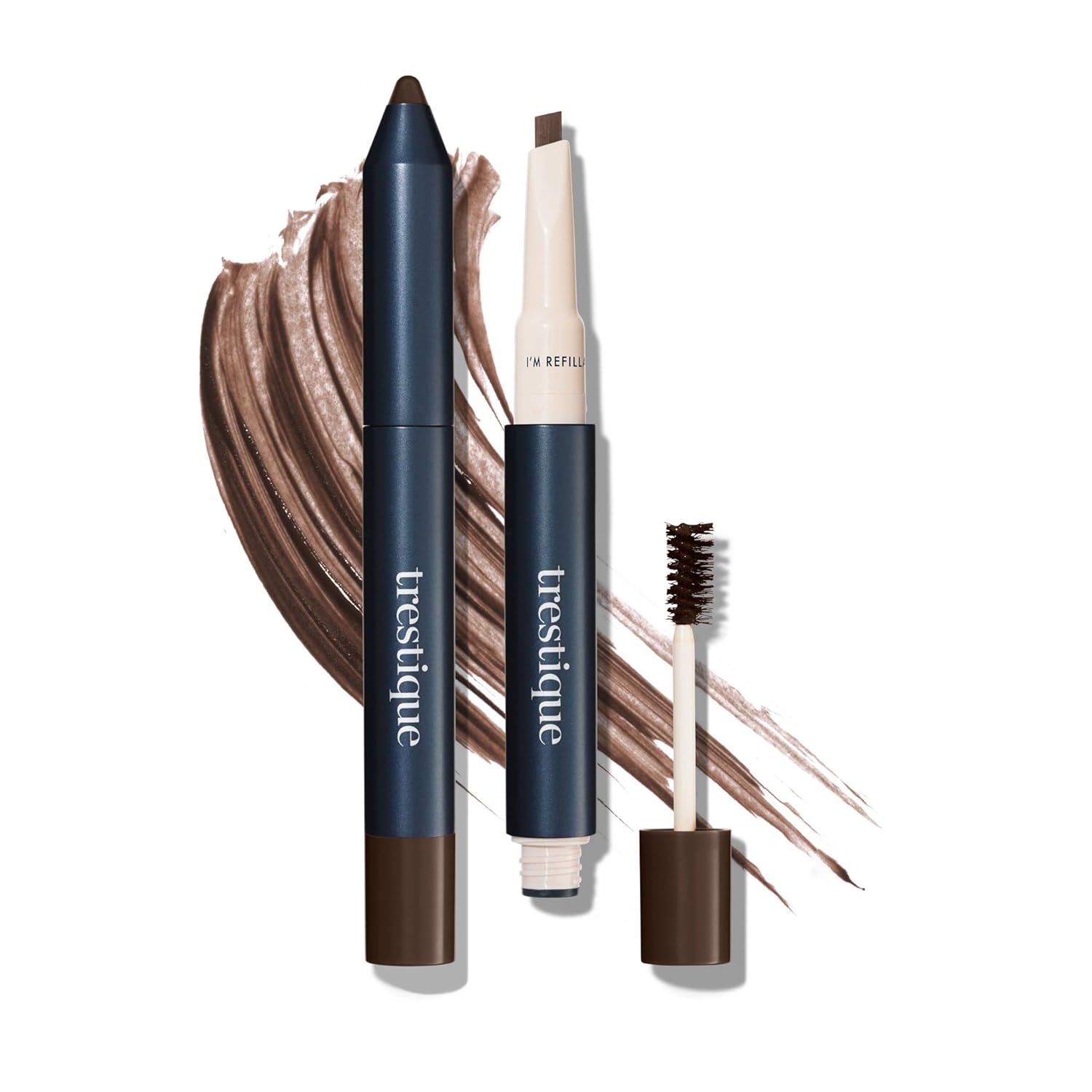 trestique Brow Pencil And Gel, Refillable Eye Brow Pencil With Built-In Brow Gel, Clean Beauty Eyebrow Pencil And Brow Gel, Sustainable 2-In-1 Brow Pencil And Brow Gel