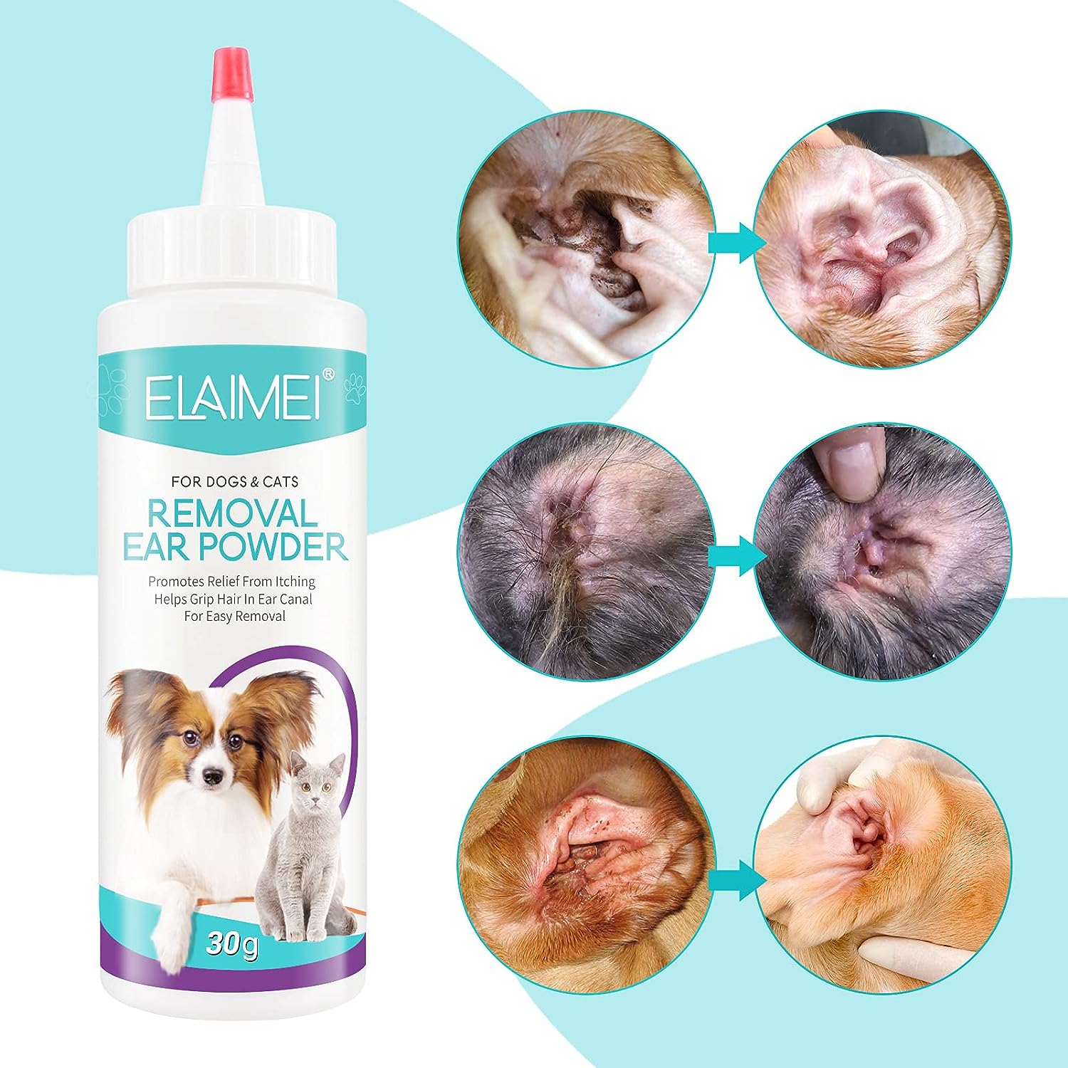 Purvigor Removal Ear Powder for Pets, Dog Ear Cleaner, Remov