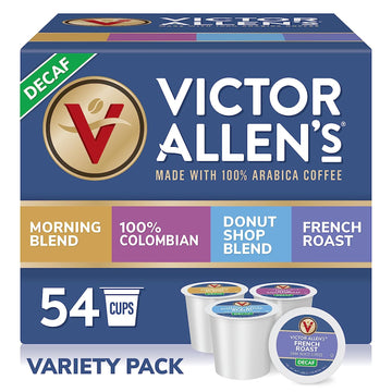 Victor Allen's Coffee Decaf Variety Pack, Light-Medium Roasts, 54 Count, Single Serve Coffee Pods for Keurig K-Cup Brewers