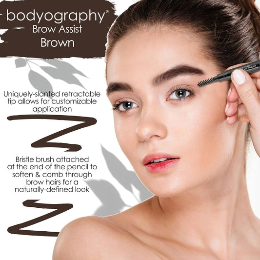 Bodyography Brow Assist Eyeliner Pencil - Clear, Crisp Lines and Wears Longer - Brown